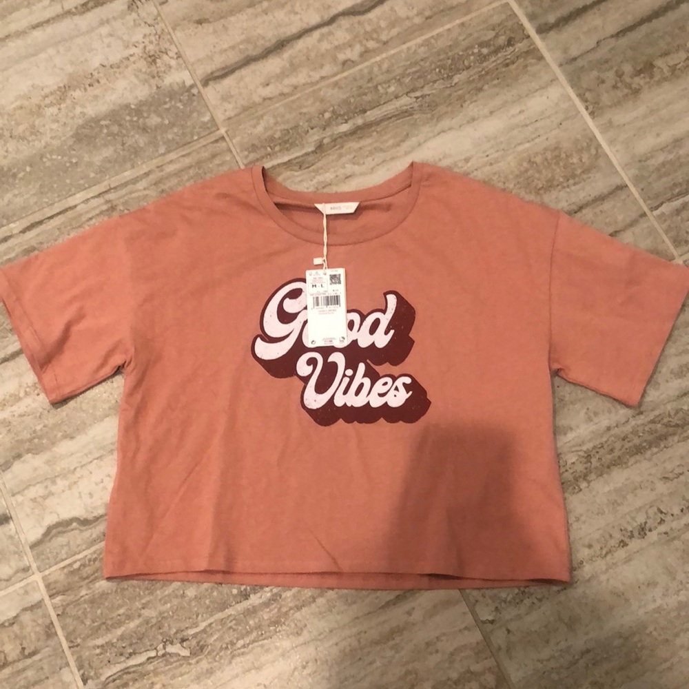 NWT MNG MANGO Good Vibes Cropped Tee